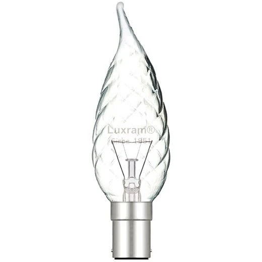 Luxram 40w 240v SBC B15 Clear Candelux Flame Bent Tip Twisted Candle Light Bulb 3 Luxram 40w 240v SBC B15 Clear Candelux Flame Bent Tip Twisted Candle Light Bulb