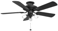 Fantasia 110996 Mayfair Combi Matt Black Ceiling Fan With Amorie Light