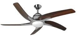 Fantasia 116042 Viper Plus Stainless Steel / Dark Oak 44'' Ceiling Fan With LED Lights
