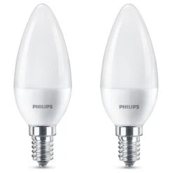 2x Philips LED Candles 7W=60W SES/E14 Opal Cool White 4000K