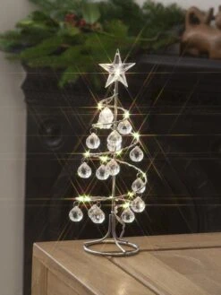 Battery Operated Christmas Spiral Jewel Tree, Warm White LEDs. 26cm Height