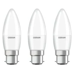 3 Pack Osram LED Classic Candle Bulbs 5.7W=40W B22d Opal Warm White 2700K (non-dim)