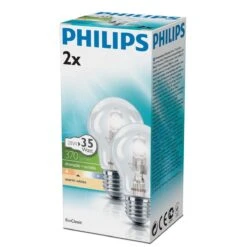 Philips 2x 28W GLS ES E27 Eco Halogen Light Bulbs, Dimmable Warm White -Philips Shop 3 3 0 30521482 5681726440