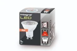 Integral LED 5W 220-240V GU10 40° 50mm Red Coloured Spot Lamp (Non-Dim) -Philips Shop 3 3 6 3688