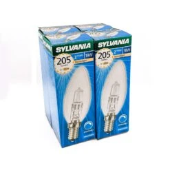 Sylvania Eco Halogen Candle Bulb 18W = 24W 240V SES E14 Dimmable, Warm White -Philips Shop 4 4 4 pack boxes