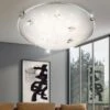 GLOBO Lighting 40427 Flush 3100k Warm White Crystal Design Over Opal Shade -Philips Shop 4 4 0 40427 02 1 1