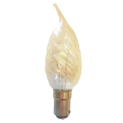 Luxram 25W 240V SBC B15 Twisted Bent Tip Candelux Gold Candle Lamp