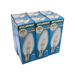 Sylvania Eco Halogen Candle Bulb 18W = 24W 240V SES E14 Dimmable, Warm White -Philips Shop 6 6 6 pack boxes