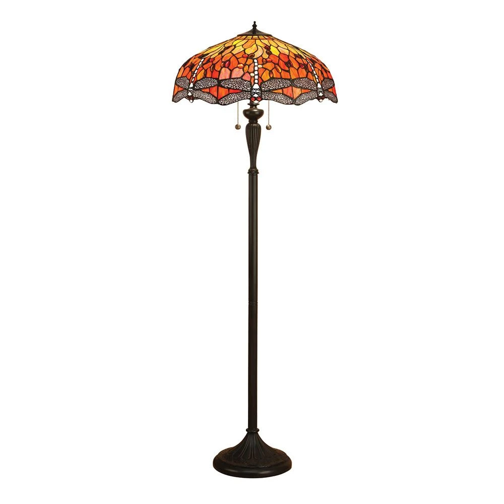 Interiors 1900 T077SH50-DK1F Tiffany Dragonfly Flame Floor Lamp 4 Interiors 1900 T077SH50-DK1F Tiffany Dragonfly Flame Floor Lamp - Image 2