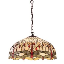 Interiors 1900 T056SH50-SU02/3 Tiffany Dragonfly Beige Large 3Lt Pendant 5 Interiors 1900 T056SH50-SU02/3 Tiffany Dragonfly Beige Large 3Lt Pendant -Philips Shop 6 6 4 64079