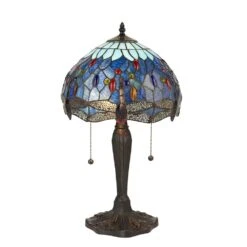 Interiors 1900 T009SH30-DB6 Tiffany Dragonfly Blue Small Table Lamp -Philips Shop 6 6 4 64090 2