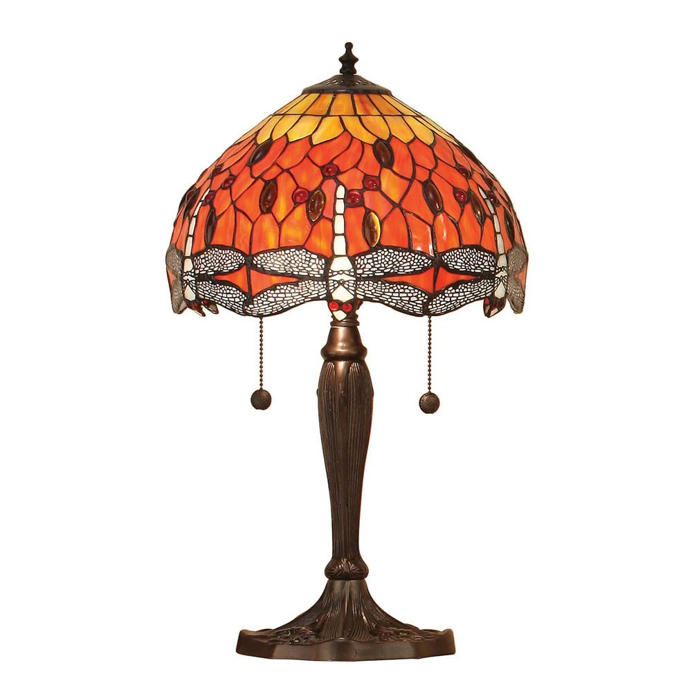 Interiors 1900 T077SH30-DB6 Tiffany Dragonfly Flame Small Table Lamp 3 Interiors 1900 T077SH30-DB6 Tiffany Dragonfly Flame Small Table Lamp