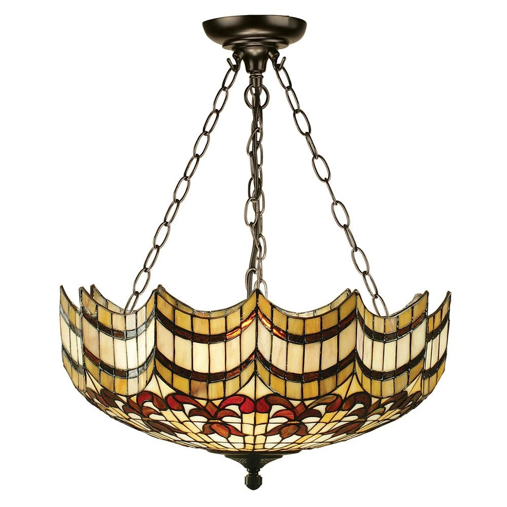 Interiors 1900 TG67SHFL-SU3C/ADJ Tiffany Vesta Large Inverted 3Lt Pendant 4 Interiors 1900 TG67SHFL-SU3C/ADJ Tiffany Vesta Large Inverted 3Lt Pendant - Image 2