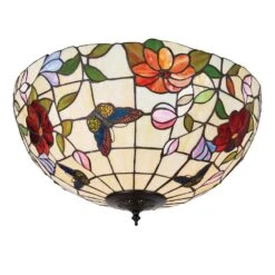 Interiors 1900 TV158L-FL1 Tiffany Butterfly Large 2Lt Flush Light