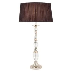 Interiors 1900 70814-LX124BS New Classics Polina Nickel Large Table Lamp & Black Shade