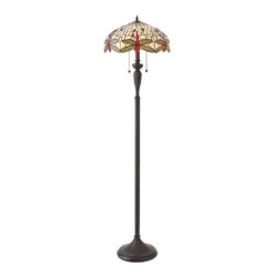 Interiors 1900 T056SH50-DK1F Tiffany Dragonfly Beige Floor Lamp