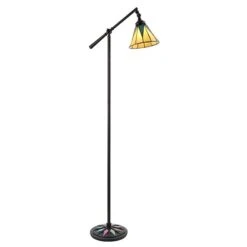 Interiors 1900 Dark Star Satin Black / Tiffany Task Floor Lamp