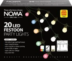 Noma 12m 20 Static Festoon LED White Party Lights