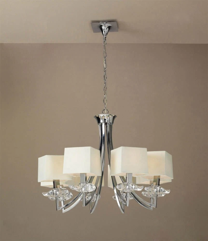Mantra M0780/CS Akira Pendant 8 Light E14, Polished Chrome With Cream Shades 3 Mantra M0780/CS Akira Pendant 8 Light E14, Polished Chrome With Cream Shades