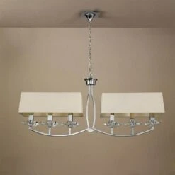 Mantra M0781/CS Akira Pendant 2 Arm 6 Light E14, Polished Chrome With Cream Shades