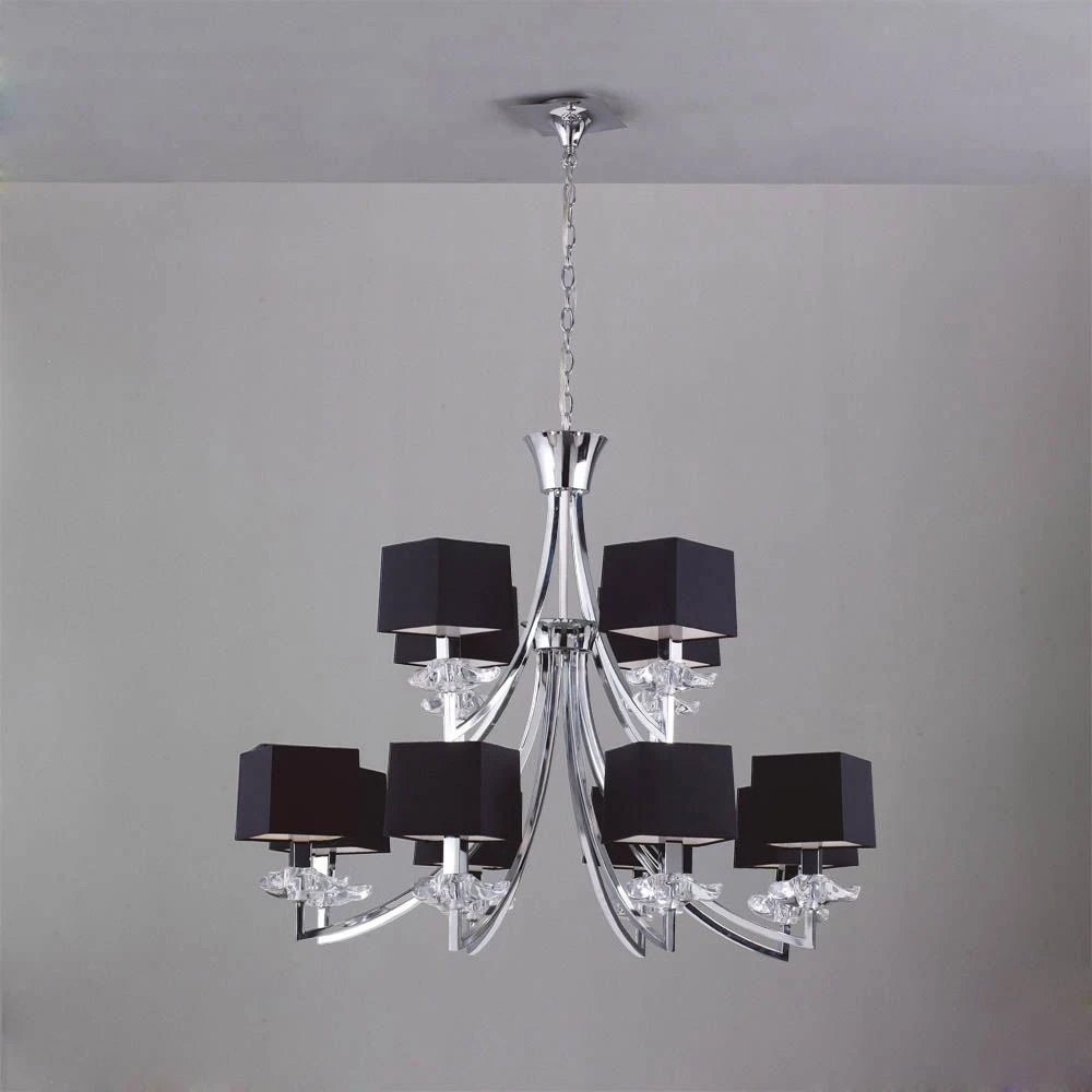 Mantra M0792 Akira Pendant 2 Tier 12 Light E14, Polished Chrome With Black Shades 3 Mantra M0792 Akira Pendant 2 Tier 12 Light E14, Polished Chrome With Black Shades