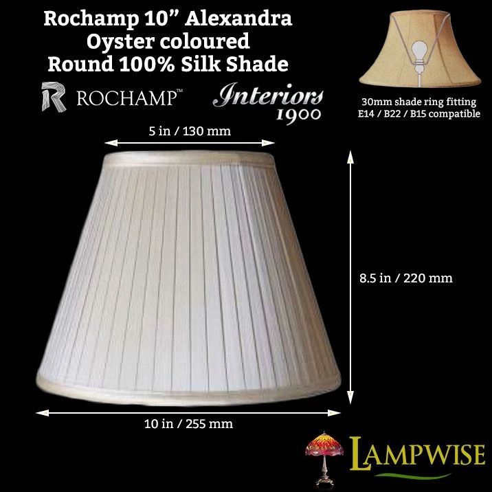 Interiors 1900 Rochamp Alexandra 10in Oyster Round Empire Pleat Silk Shade 4 Interiors 1900 Rochamp Alexandra 10in Oyster Round Empire Pleat Silk Shade - Image 2