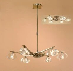 Mantra M0412AB Alfa Telescopic Pendant Semi Flush Convertible 6 Light G9, Antique Brass