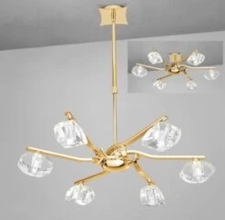 Mantra M0551FG Alfa Telescopic Semi Flush Convertible 6 Light G9, French Gold