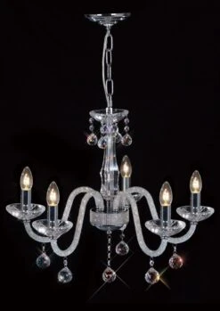Diyas IL30335 Amora Polished Chrome/Crystal 5 Light Pendant Light