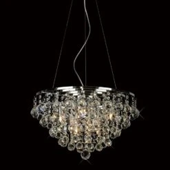 Diyas IL30015 Atla Polished Chrome / Crystal 8 Light Flush Pendant Light