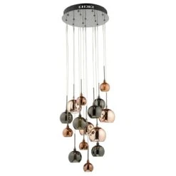 Dar Lighting AUR1564 Aurelia 15 Light Pendant Copper Dark Copper And Bronze