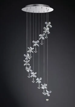 Diyas IL31143 Aviva Polished Chrome/Crystal 12 Light Pendant Light 4000K LED