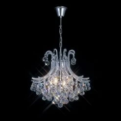 Diyas IL30016 Bask Polished Chrome / Crystal 4 Light Round Pendant Light
