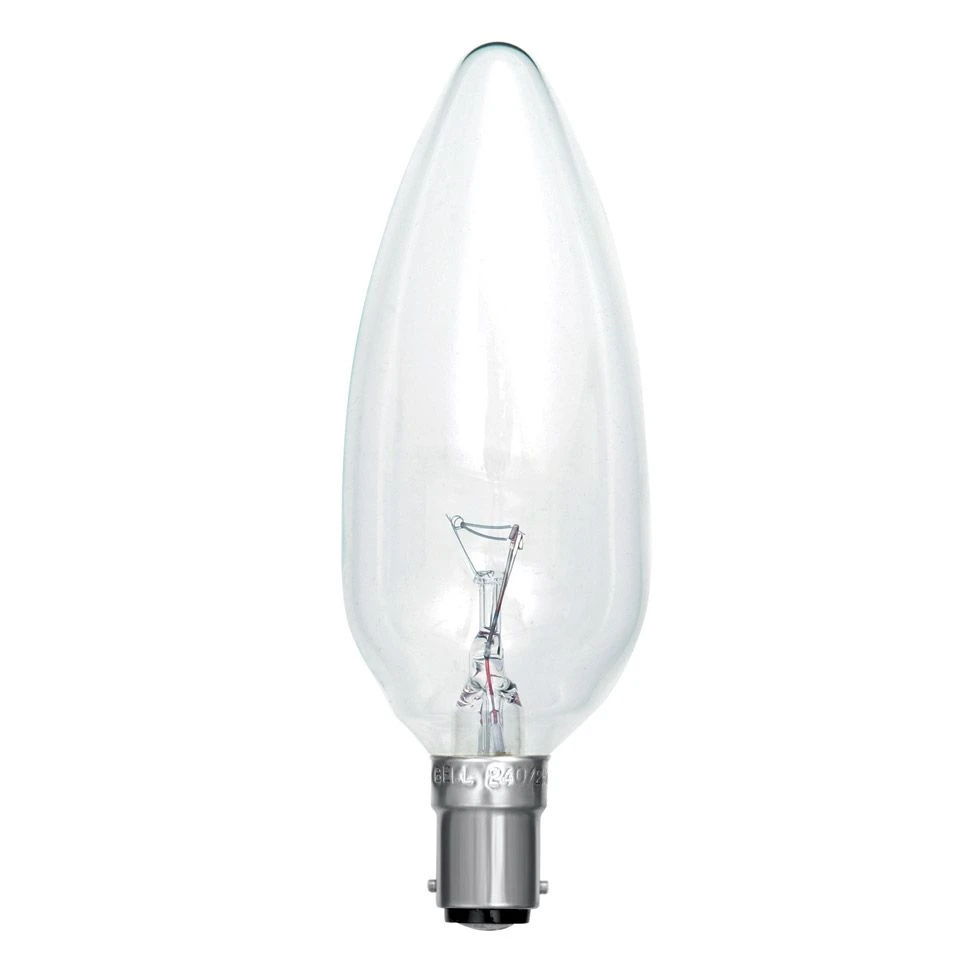 BELL 40W SBC B15 45mm Large Plain Clear Candle Light Bulb 3 BELL 40W SBC B15 45mm Large Plain Clear Candle Light Bulb