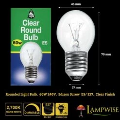BELL 01870 - 60W 240V ES E27 Warm White Golf Ball 45mm Clear Round Bulb 5 BELL 01870 - 60W 240V ES E27 Warm White Golf Ball 45mm Clear Round Bulb -Philips Shop b b e bell 60w es clear rounded