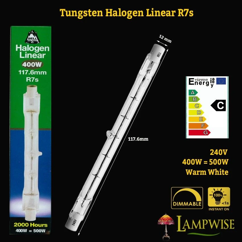 BELL 03846 - 400W = 500W 240V 117.6 Mm Tungsten R7s Halogen Linear Light Bulb 4 BELL 03846 - 400W = 500W 240V 117.6 Mm Tungsten R7s Halogen Linear Light Bulb - Image 2