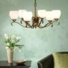 Interiors 1900 GL9M-CA6P6B New Classics Columbia Brass 6Lt Pendant & Opal Glass -Philips Shop c c 6 c6 63438