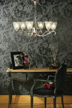 Interiors 1900 GL6-CA6P6N New Classics Columbia Nickel 6Lt Pendant & Deco Glass