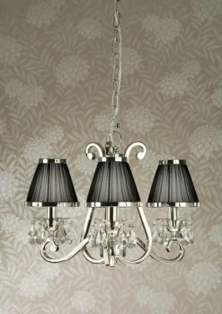 Interiors 1900 UL1PNSHB-UL1P3N New Classics Oksana Nickel 3Lt Pendant & Black Shades