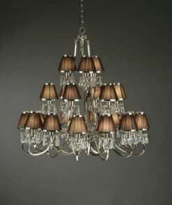 Interiors 1900 UL1PNSHC-UL1P21N New Classics Oksana Nickel 21Lt Pendant & Chocolate Shades