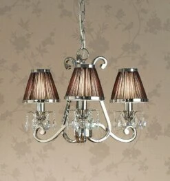Interiors 1900 UL1PNSHC-UL1P3N New Classics Oksana Nickel 3Lt Pendant & Chocolate Shades