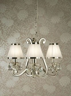 Interiors 1900 UL1PNSHW-UL1P3N New Classics Oksana Nickel 3Lt Pendant & White Shades