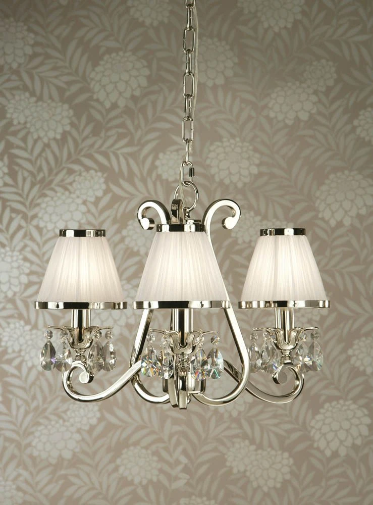 Interiors 1900 UL1PNSHW-UL1P3N New Classics Oksana Nickel 3Lt Pendant & White Shades 3 Interiors 1900 UL1PNSHW-UL1P3N New Classics Oksana Nickel 3Lt Pendant & White Shades