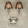 Interiors 1900 UL1PNSHC-UL1W2N New Classics Oksana Nickel Twin Wall Light & Chocolate Shades -Philips Shop c c 6 c6 63535
