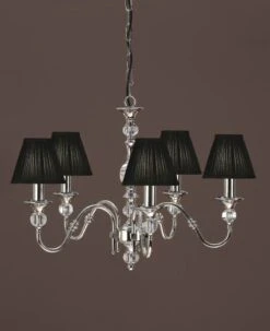 Interiors 1900 CA1BSHN-LX124P5N New Classics Polina Nickel 5Lt Pendant & Black Shades