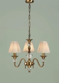Interiors 1900 CA1SHB-LX124P3B New Classics Polina Antique Brass 3Lt Pendant & Beige Shades