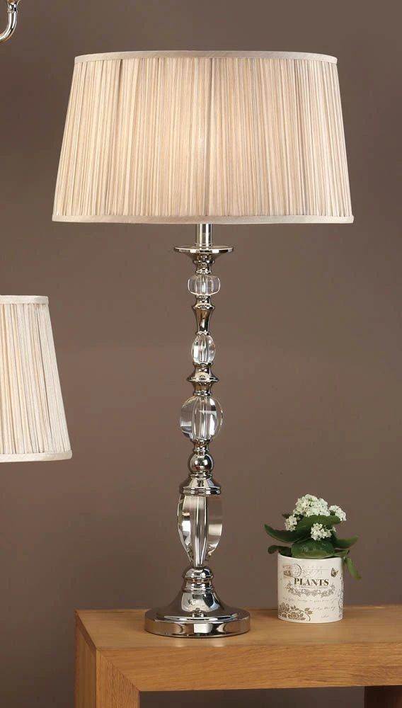 Interiors 1900 LX123SHW-LX124BS New Classics Polina Nickel Large Table Lamp & Beige Shade 3 Interiors 1900 LX123SHW-LX124BS New Classics Polina Nickel Large Table Lamp & Beige Shade