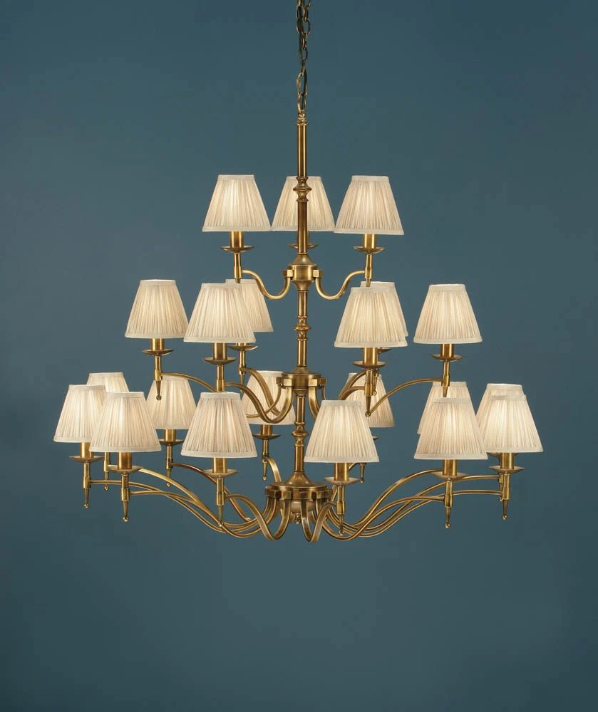 Interiors 1900 CA1SHB-CA1P21B New Classics Stanford Antique Brass 21Lt Pendant & Beige Shades 3 Interiors 1900 CA1SHB-CA1P21B New Classics Stanford Antique Brass 21Lt Pendant & Beige Shades