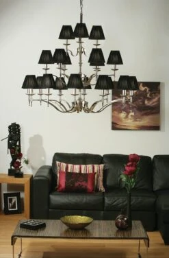 Interiors 1900 CA1BSHN-CA1P21N New Classics Stanford Nickel 21Lt Pendant & Black Shades