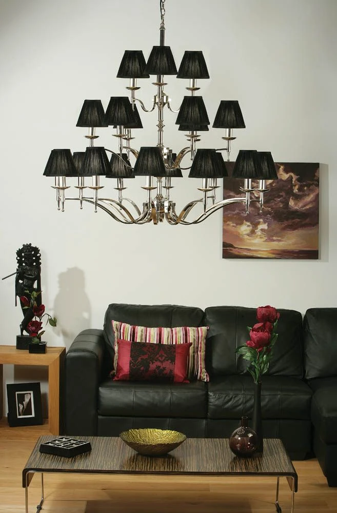 Interiors 1900 CA1BSHN-CA1P21N New Classics Stanford Nickel 21Lt Pendant & Black Shades 3 Interiors 1900 CA1BSHN-CA1P21N New Classics Stanford Nickel 21Lt Pendant & Black Shades
